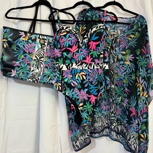 HTF Bathing Suit Set Onyx Paradise Glow 16 L/XL